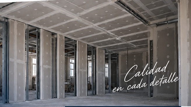 Interior en construcción con sistemas de Pladur